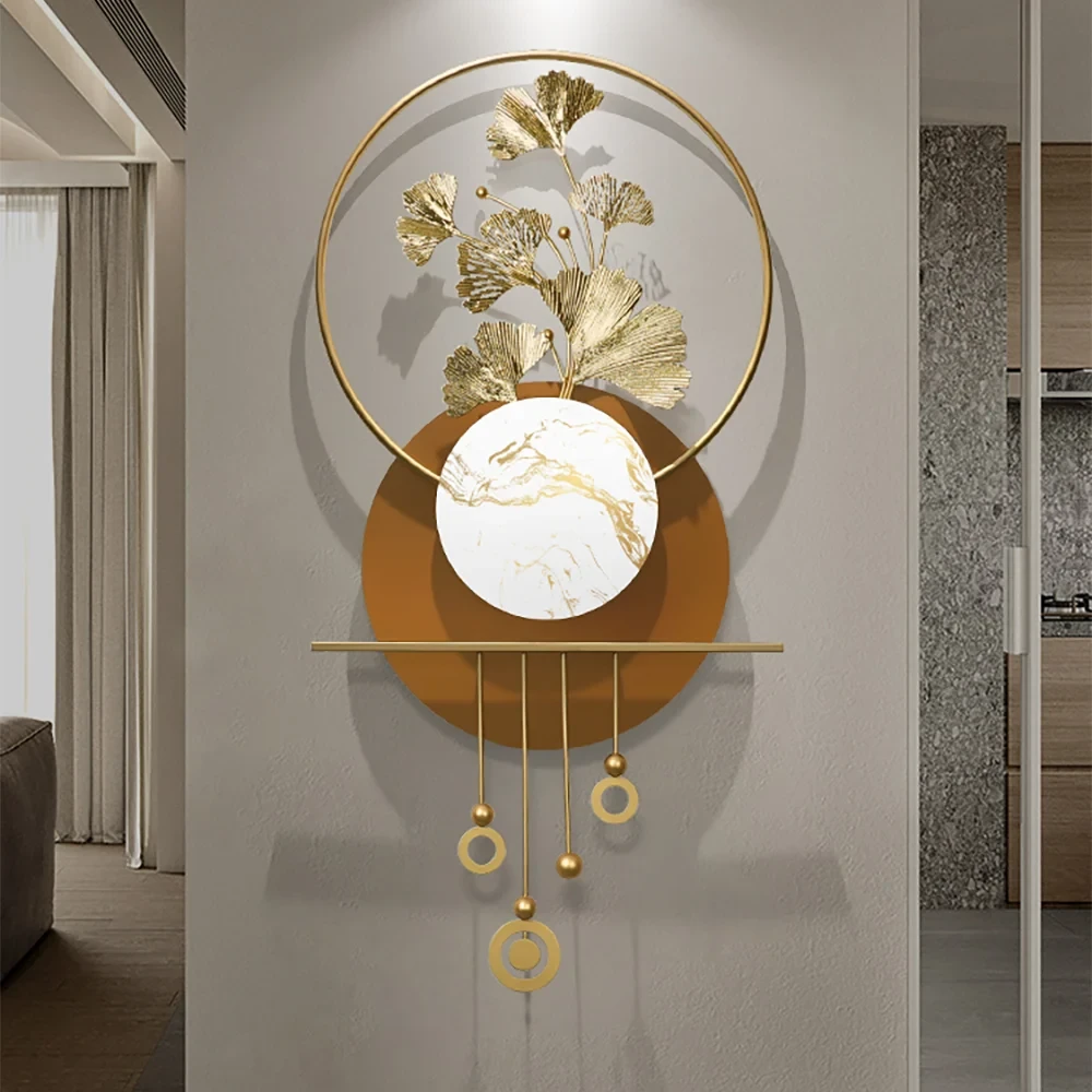 Modern 3D Sarı Metal Ginkgo Yaprağı