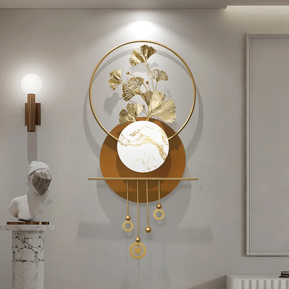 Modern 3D Sarı Metal Ginkgo Yaprağı