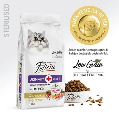 Felicia Düşük Tahıllı Hipoalerjenik Somonlu Kısırlaştırılmış Kedi Maması 12KG