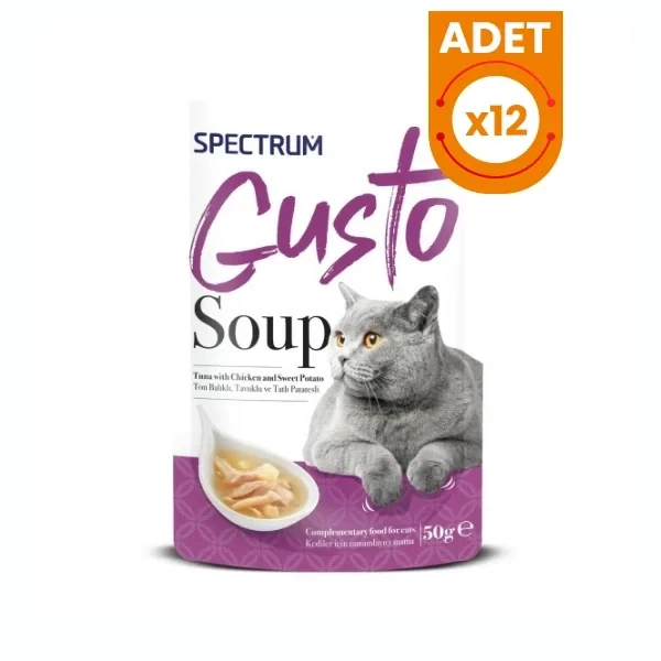 Spectrum Gusto Soup Ton Balıklı Tavuklu ve Tatlı Patatesli Kedi Çorbası